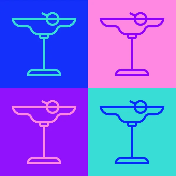Pop Art Linea Margarita Bicchiere Cocktail Con Icona Lime Isolato — Vettoriale Stock