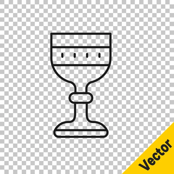 Black Line Medieval Goblet Icon Isolated Transparent Background Vector — Stock Vector
