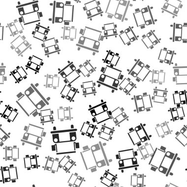 Siyah Okul Otobüsü simgesi beyaz arka planda izole edilmiş. Toplu taşıma sembolü. Vektör İllüstrasyonu.