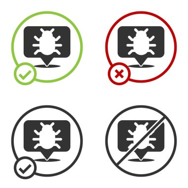 Siyah Sistem hata konsepti simgesi beyaz arkaplanda izole edildi. Kod hatası konsepti. Sistemde hata var. Böcek araması. Çember düğmesi. Vektör.