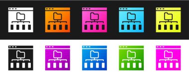 Tarayıcı dosya simgesini siyah ve beyaz arkaplanda izole et. Vektör.