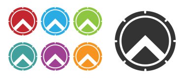 Beyaz zemin üzerinde Yunan süs simgesi olan siyah Yunan kalkanı. Simgeleri renklendirin. Vektör.