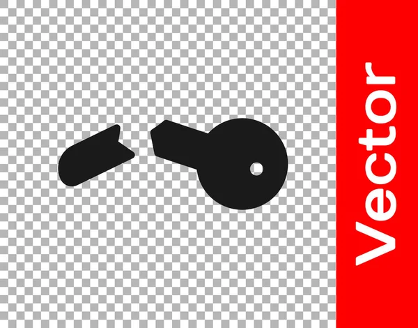 Black Broken Key Icon Isolated Transparent Background Vector Illustration — Stock Vector