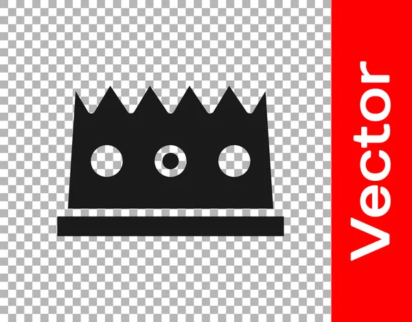 Black King Krone Symbol Isoliert Auf Transparentem Hintergrund Vektor — Stockvektor