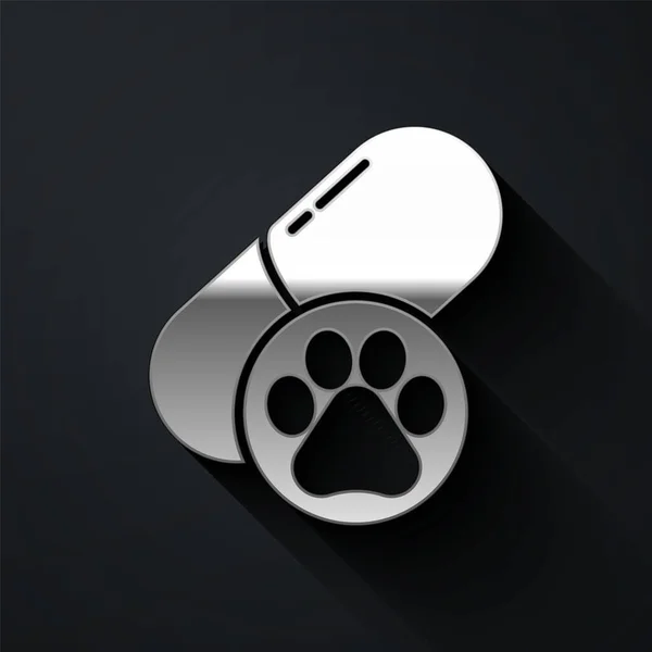 Píldora Silver Dog Icono Aislado Sobre Fondo Negro Medicina Prescripción — Vector de stock