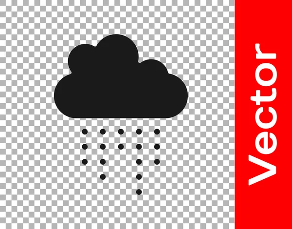 Nube Negra Con Icono Lluvia Aislado Sobre Fondo Transparente Precipitación — Vector de stock