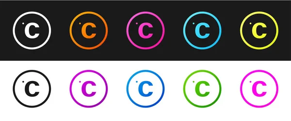 Stel Celsius Pictogram Geïsoleerd Zwart Wit Achtergrond Vector — Stockvector