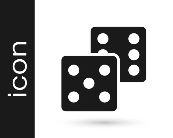 Ícone Dados Black Game Isolado Fundo Branco Jogo Casino Vetor — Vetor de Stock