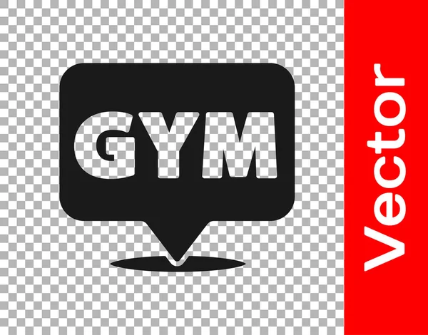 Black Location Gym Icon Isolated Transparent Background Vector — Stock Vector