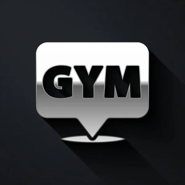 Icono Gimnasio Silver Location Aislado Sobre Fondo Negro Estilo Sombra — Vector de stock