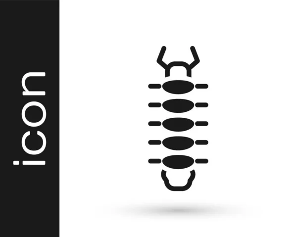 Icona Dell Insetto Centopiedi Nero Isolata Sfondo Bianco Vettore — Vettoriale Stock