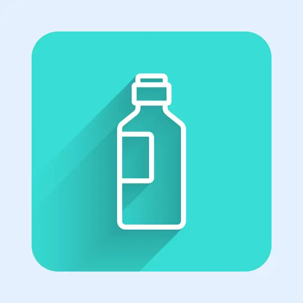 Weiße Linie Wasserflasche Mit Langem Schatten Isoliert Soda Aqua Drink — Stockvektor