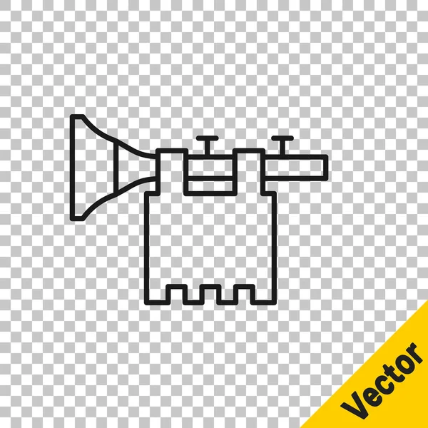 Schwarze Linie Trompete Mit Flaggensymbol Isoliert Auf Transparentem Hintergrund Musikinstrument — Stockvektor