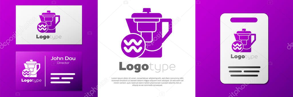 Logotype Water jug with a filter icon isolated on white background. Logo design template element. Vector Illustration. — Stock Illustration Logotype Water Jug Filter Icon Isolated White Background Logo Design Stock Vector