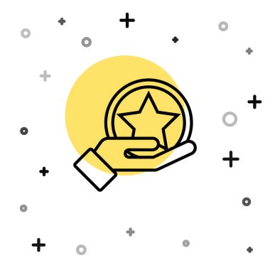 Siyah çizgi ABD Bağımsızlık Günü simgesi beyaz arka planda izole edildi. 4 Temmuz. Amerika Birleşik Devletleri ülkesi. Rastgele dinamik şekiller. Vektör.