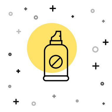 Beyaz arka planda izole edilmiş böcek simgesine karşı siyah çizgi spreyi. Rastgele dinamik şekiller. Vektör.