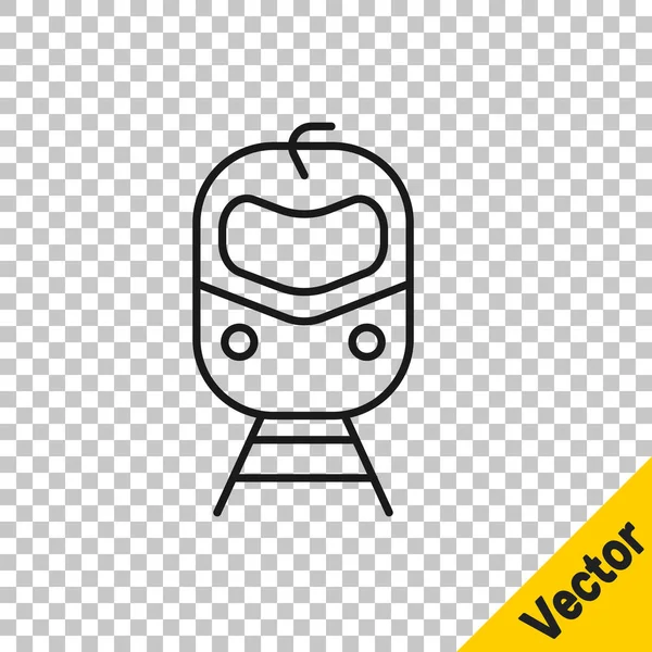 Schwarze Linie Zug Und Eisenbahn Symbol Isoliert Auf Transparentem Hintergrund — Stockvektor