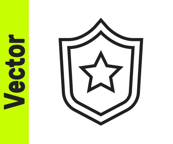 Ligne Noire Icône Badge Police Isolé Sur Fond Blanc Panneau — Image vectorielle