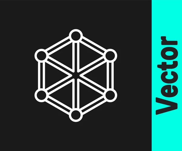 Ikone Der Blockchain Technologie Weißer Linie Isoliert Auf Schwarzem Hintergrund — Stockvektor