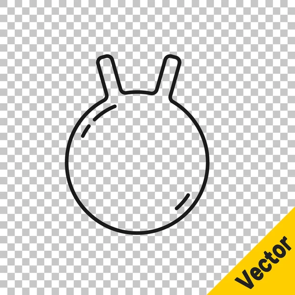 Black Line Kettlebell Symbol Isoliert Auf Transparentem Hintergrund Sportgeräte Vektor — Stockvektor