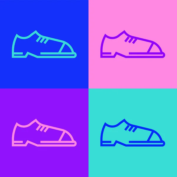 Pop Art Ligne Hommes Chaussures Icône Isolée Sur Fond Couleur — Image vectorielle