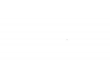 Beyaz arka planda siyah çizgi Castle simgesi izole edildi. Kulesi olan bir ortaçağ kalesi. Düşmanlardan koruma. Şehrin güvenilirliği ve savunması. 4K Video hareketli grafik canlandırması