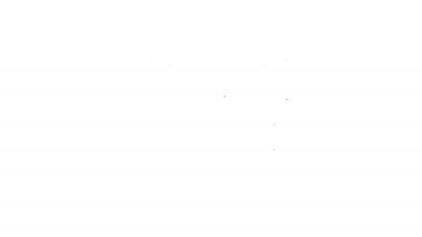 Siyah çizgi antika hazine sandığı resmi beyaz arka planda izole edilmiş. Altın sikkeli klasik tahta sandık. 4K Video hareketli grafik canlandırması