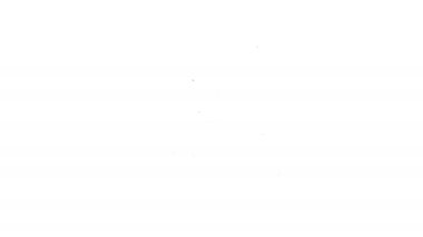 Siyah çizgi beyaz arka planda izole edilmiş ortaçağ kılıç simgesini geçti. Ortaçağ silahı. 4K Video hareketli grafik canlandırması