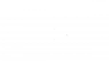 Beyaz arka planda siyah çizgi ev ve göz tarama simgesi izole edildi. Göz taraması yapılıyor. Güvenlik kontrol sembolü. Siber göz işareti. 4K Video hareketli grafik canlandırması