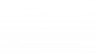 Siyah çizgi evcil hayvan ilk yardım seti simgesi beyaz arkaplanda izole edildi. Köpek ya da kedi pençesi izi. Klinik kutusu. 4K Video hareketli grafik canlandırması