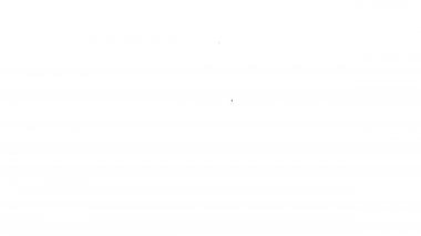 Beyaz arkaplanda isim etiketi simgesi olan siyah çizgi tasması. Evcil hayvan malzemeleri. Köpek ya da kedi pençesi izi. Kedi köpek bakımı. Evcil hayvan zincirleri. 4K Video hareketli grafik canlandırması