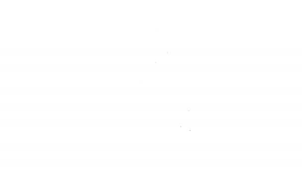 Ligne noire Épée dans l'icône en pierre isolée sur fond blanc. Excalibur l'épée dans la pierre des légendes arthuriennes. Animation graphique de mouvement vidéo 4K — Video