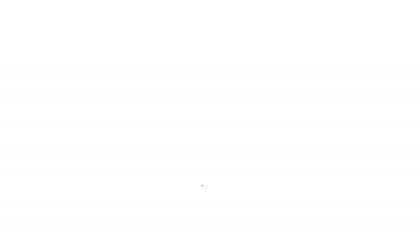 Línea negra Icono de bandera medieval aislado sobre fondo blanco. País, estado o territorio gobernado por un rey o una reina. Animación gráfica de vídeo 4K — Vídeo de stock
