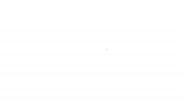 Черная линия ветеринарной клиники символ символа изолированы на белом фоне. Кросс больничный знак. Стилизованный отпечаток лапы собаки или кошки. Знак "Скорая помощь для домашних животных". Видеографическая анимация 4K — стоковое видео
