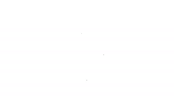 Zwarte lijn Tennis bal pictogram geïsoleerd op witte achtergrond. Sportuitrusting. 4K Video motion grafische animatie — Stockvideo