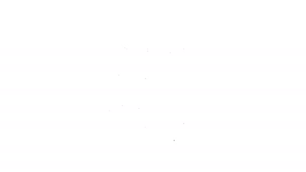 Schwarze Linie Globus und Menschen Symbol isoliert auf weißem Hintergrund. Weltwirtschaftssymbole. Symbol des sozialen Netzwerks. 4K Video Motion Grafik Animation