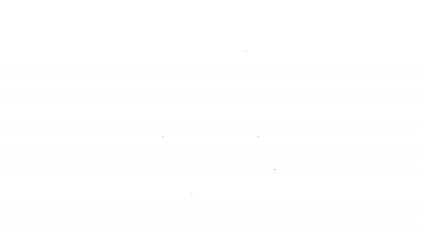 Zwarte lijn Twee zittende mannen praten pictogram geïsoleerd op witte achtergrond. Spraakbelletje. Bericht icoon. Communicatie of commentaar chat symbool. 4K Video motion grafische animatie — Stockvideo