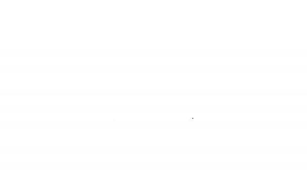 Černá čára Double Decker sběrnice ikona izolované na bílém pozadí. Londýnský klasický osobní autobus. Symbol veřejné dopravy. Grafická animace pohybu videa 4K — Stock video