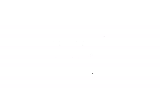 Icono de torre Big Ben de línea negra aislado sobre fondo blanco. Símbolo de Londres y Reino Unido. Animación gráfica de vídeo 4K — Vídeos de Stock