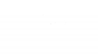 Beyaz arkaplanda izole edilmiş, siyah çizgi klasik, zarif, açık şemsiye simgesi. Yağmur koruma sembolü. 4K Video hareketli grafik canlandırması