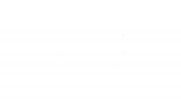 Línea negra Icono de vagón cubierto de salvaje oeste aislado sobre fondo blanco. Animación gráfica de vídeo 4K — Vídeo de stock
