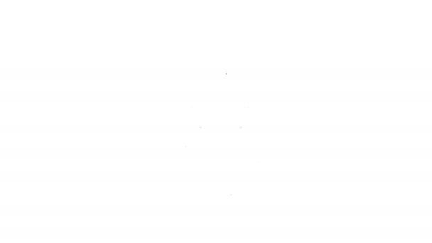 Linha preta Navio foguete com ícone de fogo isolado no fundo branco. Viagem espacial. Animação gráfica em movimento de vídeo 4K — Vídeo de Stock