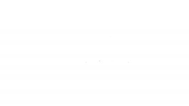 Siyah çizgi bisiklet simgesi beyaz arkaplanda izole edildi. Bisiklet yarışı. Olağanüstü bir spor. Spor malzemeleri. 4K Video hareketli grafik canlandırması