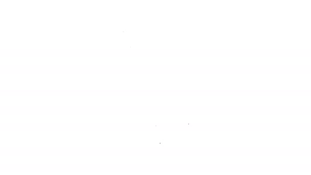 Schwarze Linie Hohe Stürmer-Attraktion mit großem Hammer-Symbol auf weißem Hintergrund. Attraktion zur Messung der Stärke. Freizeitpark. 4K Video Motion Grafik Animation — Stockvideo