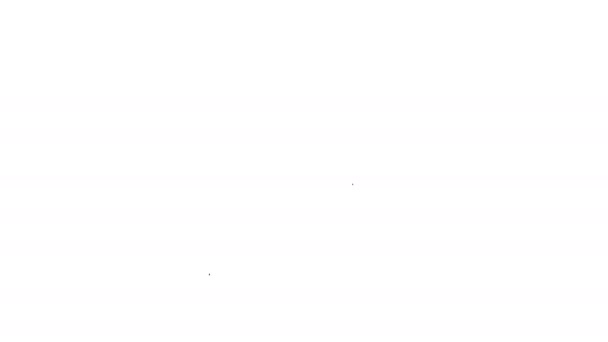 Línea negra Bolos y bola icono aislado sobre fondo blanco. Equipamiento deportivo. Animación gráfica de vídeo 4K — Vídeo de stock