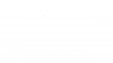 Beyaz zemin üzerinde çekiç simgesi olan siyah çizgi oyun makinesi. Lunapark eğlencesi. 4K Video hareketli grafik canlandırması