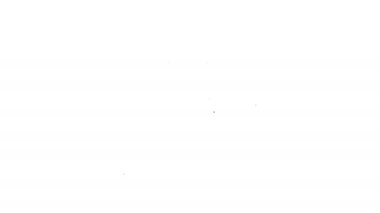 Beyaz arka planda siyah çizgi Castle simgesi izole edildi. 4K Video hareketli grafik canlandırması