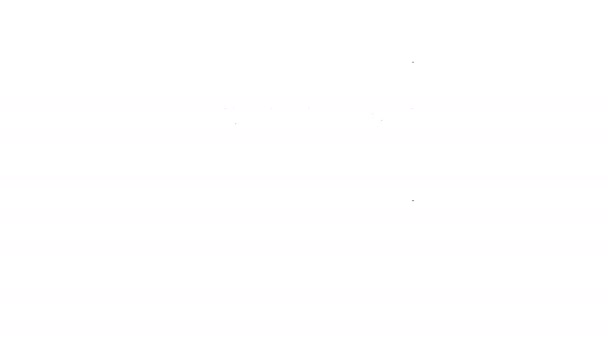 Schwarze Linie Ticketkasse Symbol isoliert auf weißem Hintergrund. Ticketstand für den Verkauf von Eintrittskarten für Attraktionen und Sport. 4K Video Motion Grafik Animation — Stockvideo