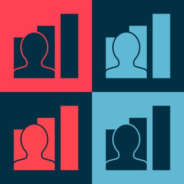 Pop Art Prodüktif insan ikonu renk arkaplanında izole edilmiş. Fikir çalışması, başarı, üretkenlik, vizyon ve verimlilik kavramı. Vektör.