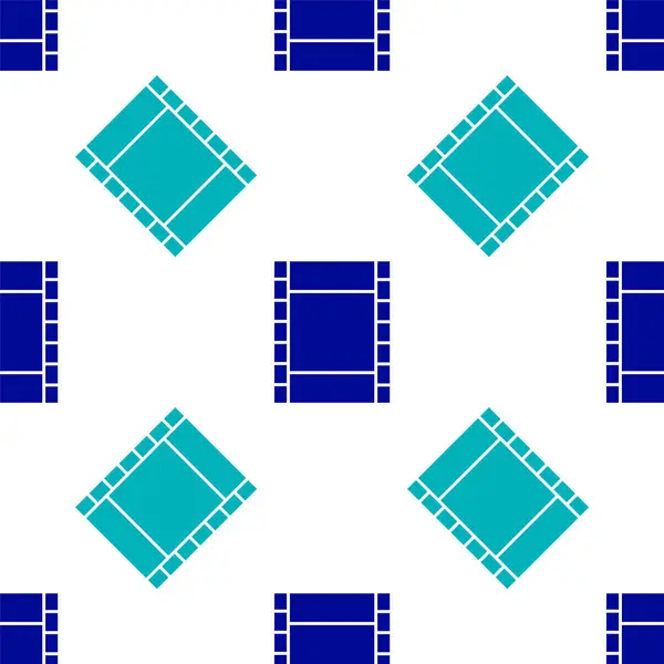 Blaues Play Video Symbol Isoliert Nahtlose Muster Auf Weißem Hintergrund — Stockvektor